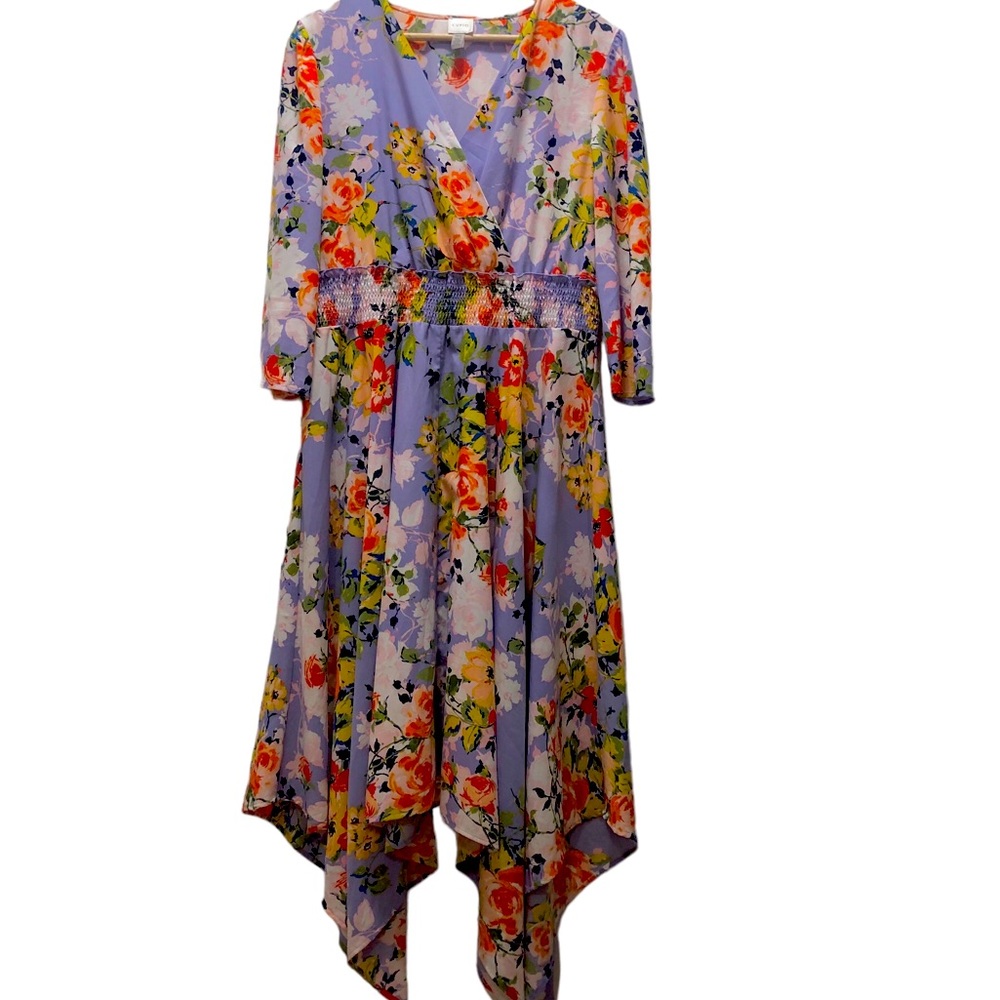 Cupio-Maxi Dress Lavender w/ Vibrant Colors Floral Design Size-Large